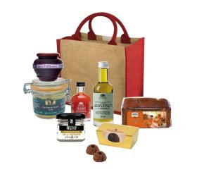 Coffret gourmand et panier garni composé de spécialités artisanales françaises
